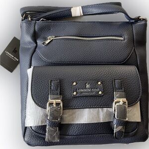 London Fog Dark Blue Textured Tote